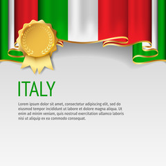 Italy flag background with badge. Flag of Italy.