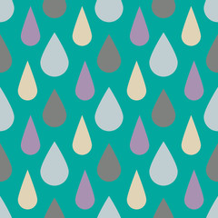 Vector pattern with rain drops. Seamless cute background. Abstract.