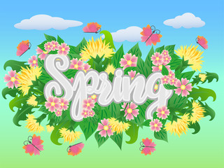 Fototapeta na wymiar Season spring time card, vector illustration