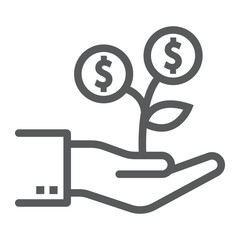 Investment growth line icon, finance and banking, investment sign, vector graphics, a linear pattern on a white background, eps 10.
