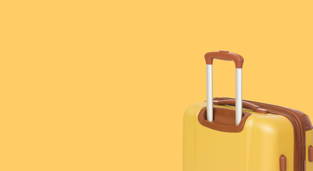 Colorful horizontal banner with suitcase and copyspace. Travelling concept.