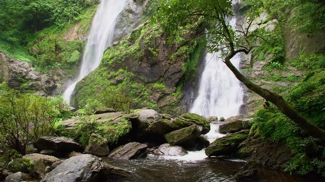 Beautiful waterfall in the national park forest at Khlong Lan Waterfall, Kamphaeng Phet Thailand