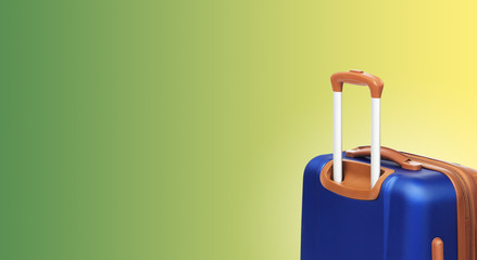 Colorful horizontal banner with suitcase and copyspace. Travelling concept.