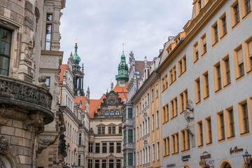 Dresden, Germany, mosaic wall and Frauenkirche