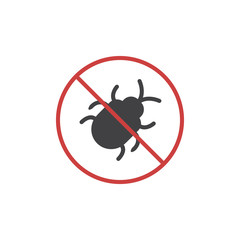 No insect flat icon, vector sign, colorful pictogram isolated on white. Pest control symbol, logo illustration. Flat style design