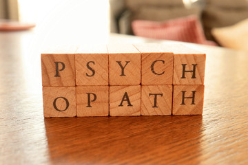 Wooden Text Block of Pyschopath