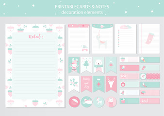 Set of animals and cute vector cards,cool,christmas,baby shower,printable,  tags,cards,templates,Notes, Stickers, Labels,Scrap booking, Congratulations, Invitations,Vector illustration
