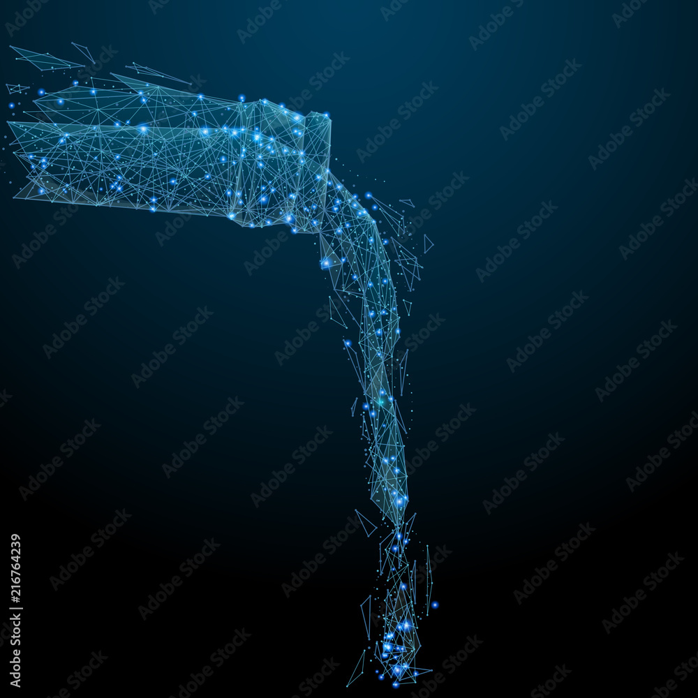 Fototapete abstract image of a pouring from beer bottle in the form of a starry sky or space, consisting of poi
