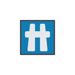 Fototapeta premium Highway sign flat icon, vector sign, colorful pictogram isolated on white. Road and traffic sign symbol, logo illustration. Flat style design