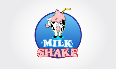 Naklejka premium Milk Shake Vector Logo Cartoon. Logo template for milkshake. Vector cartoon illustration isolated on a white background.