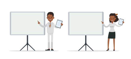 Set of Businessman and Businesswoman character vector design. Presentation in various action with emotions and working. no47