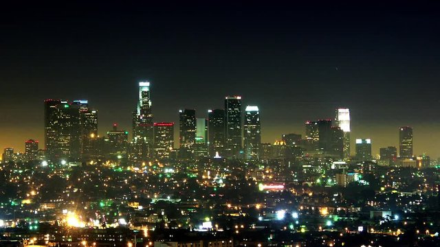 Timelapse of night skyline Los Angeles California