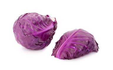 Purple cabbage isolated on white background