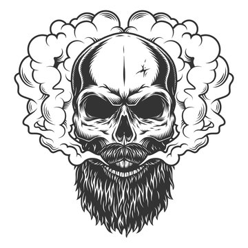 Skull with beard and mustache