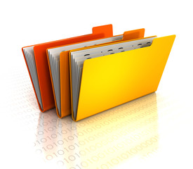 Three colored folders and files