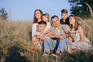 family in a field