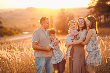 family in a field