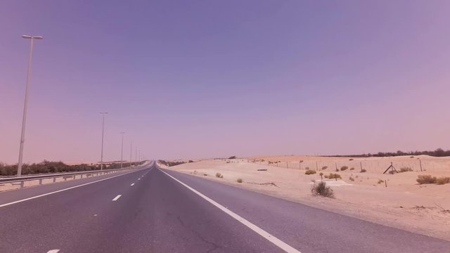 Road from Oasis Liwa to the Abu Dhabi stock footage video