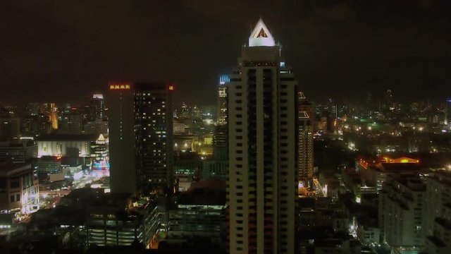 Timelapse of night skyline in Bangkok Thailand