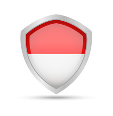 Fototapeta premium Shield with Monaco flag on white background. Vector illustration.
