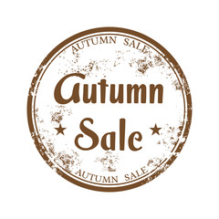 Brown grunge rubber stamp with the text autumn sale written on the stamp