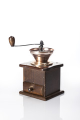 coffee glinder with a coffee cup isolated white.