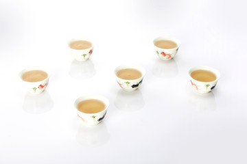 chinese per tea cup on the white bottom.