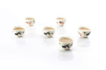 chinese per tea cup on the white bottom.