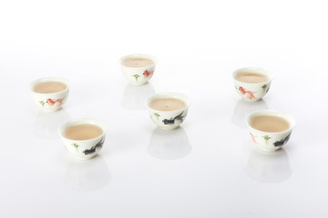 chinese per tea cup on the white bottom.