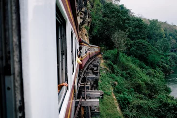 Deurstickers train in death railway line © mahaaphoto