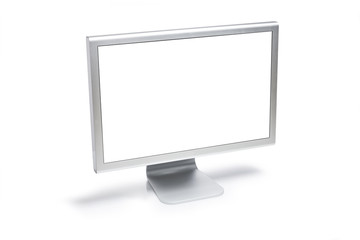 silver computer monitor isolated white.