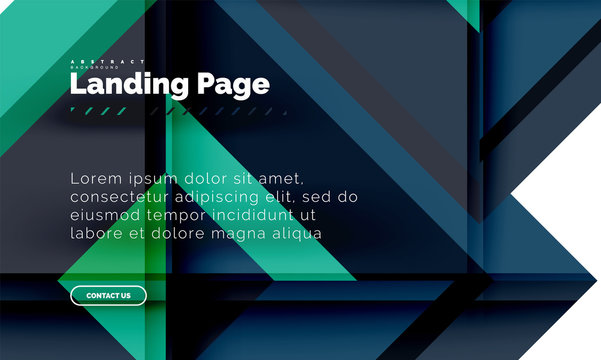 Square shape geometric abstract background, landing page web design template