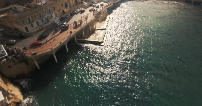 Cinematic aerial shot of a city in Malta