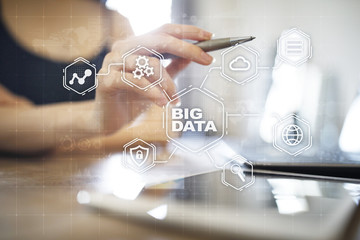 Big data technology and internet concept on the virtual screen.