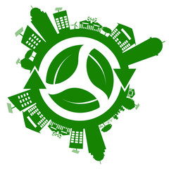 Ecology concept. save world.GGreen Cities Helps the World With Eco-Friendly Concepts.vector illustration