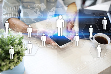 Human resource management, HR, recruitment, leadership and teambuilding. Business and technology concept.