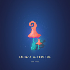 Beautiful fantasy mushroom. Magic unusual nature elements isolated on white background. Vector illustration for Mushrooms Collection.