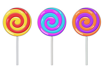 Swirl lollipops. Colored sugar candies