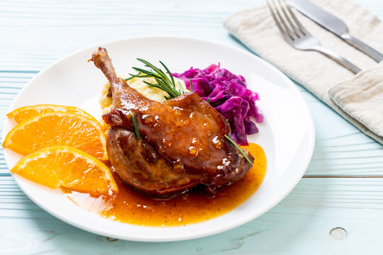 duck leg steak with orange sauce