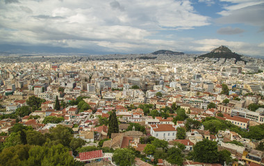 Fototapeta na wymiar View from Acropolis of Athens urban density