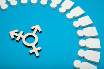 Androgynous and transgender discrimination, bisexual concept.