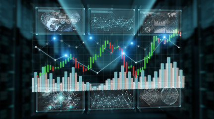 3D rendering stock exchange datas and charts illustration