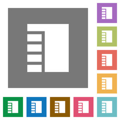 Vertical tabbed layout active square flat icons