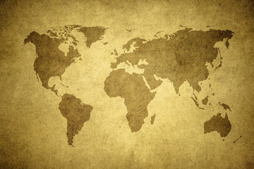 Plakat grunge map of the world.