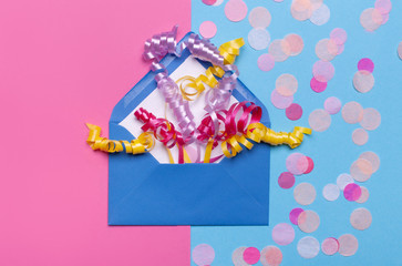 glitter envelope decoration expands from the gift envelope.