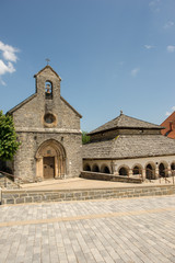 Fototapeta premium Church of Santiago in Roncesvalles under blue sky