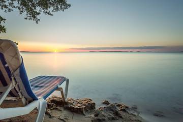 Sunset in Key Largo with chair