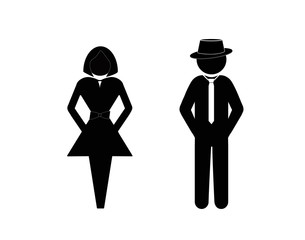 
Vector man and woman icons, toilet sign, restroom icon, minimal style, pictogram 