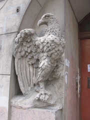 Fragment of the facade of the building with elements of an architectural decor, Russian Art Nouveau, St. Petersburg 