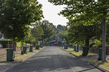 Wheelie Bin day UK suburban street